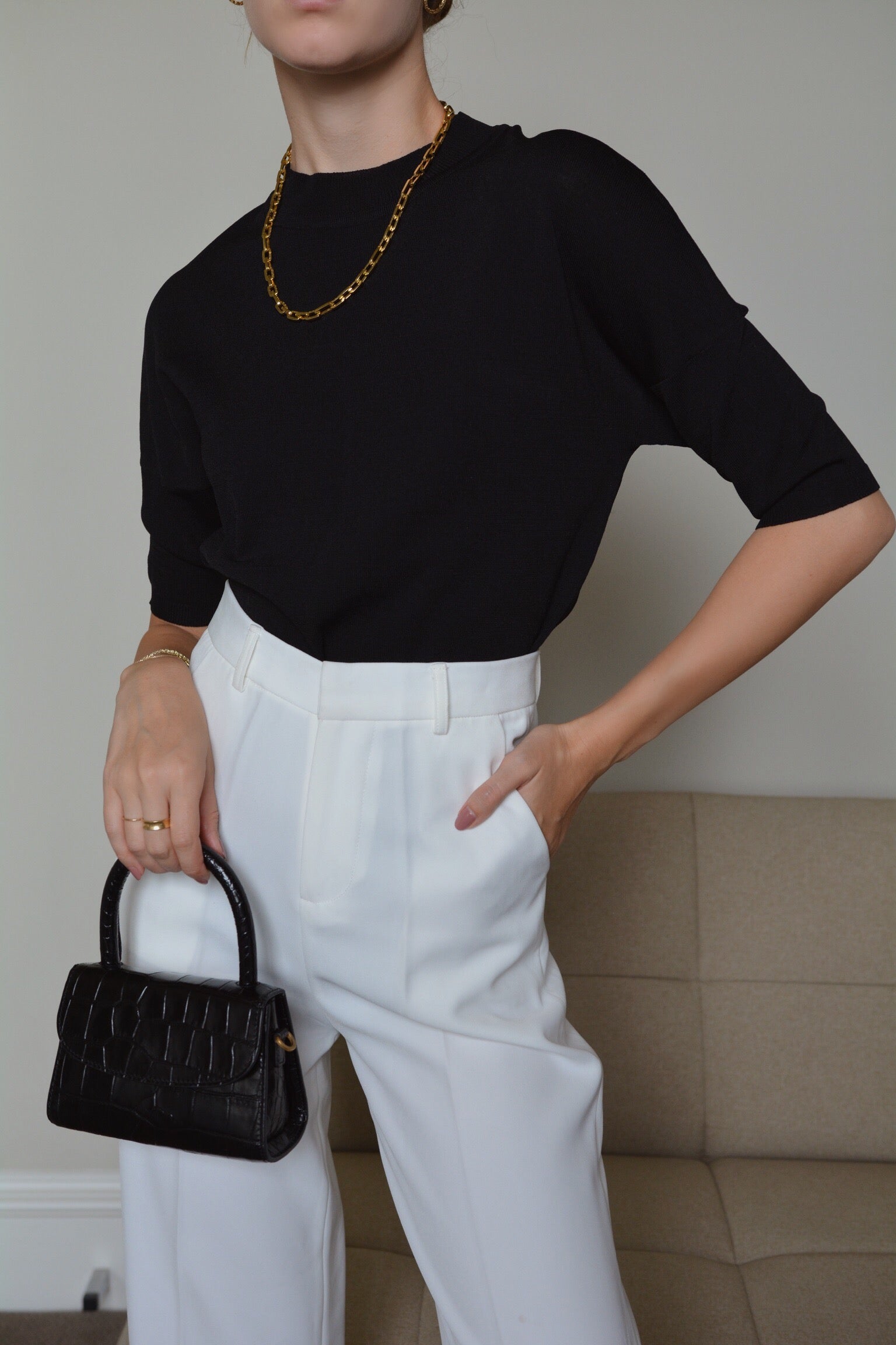 Jewel Crepe Knit Top